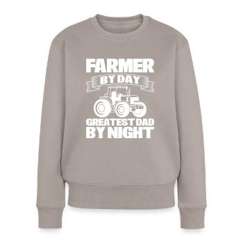 Tagsüber Landwirt Nachts Bester Vater - Frauen Premium Bio Pullover - Taupe - Vorne - Julia (174cm)