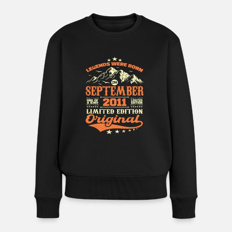 Vintage September 2011 Vintage Geburtstagsgeschenk - Frauen Premium Bio Pullover - Schwarz