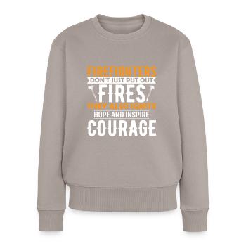 Firefighters don't just put out fires, they also i - Women's Premium Organic Jumper - taupe - Front - Julia (174cm)