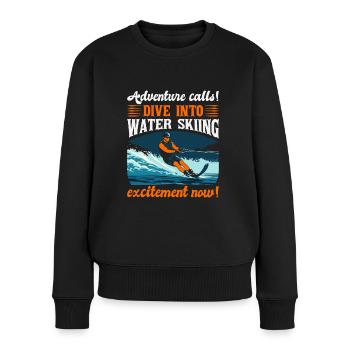 Adventure calls! Dive into water skiing excitement - Women's Premium Organic Jumper - black - Front - Julia (174cm)