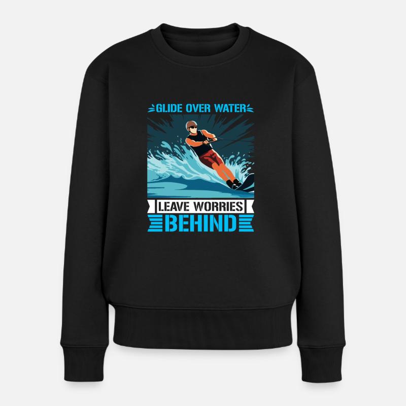 Gleiten Sie über das Wasser, lassen Sie die Sorgen hinter sich. - Frauen Premium Bio Pullover - Schwarz