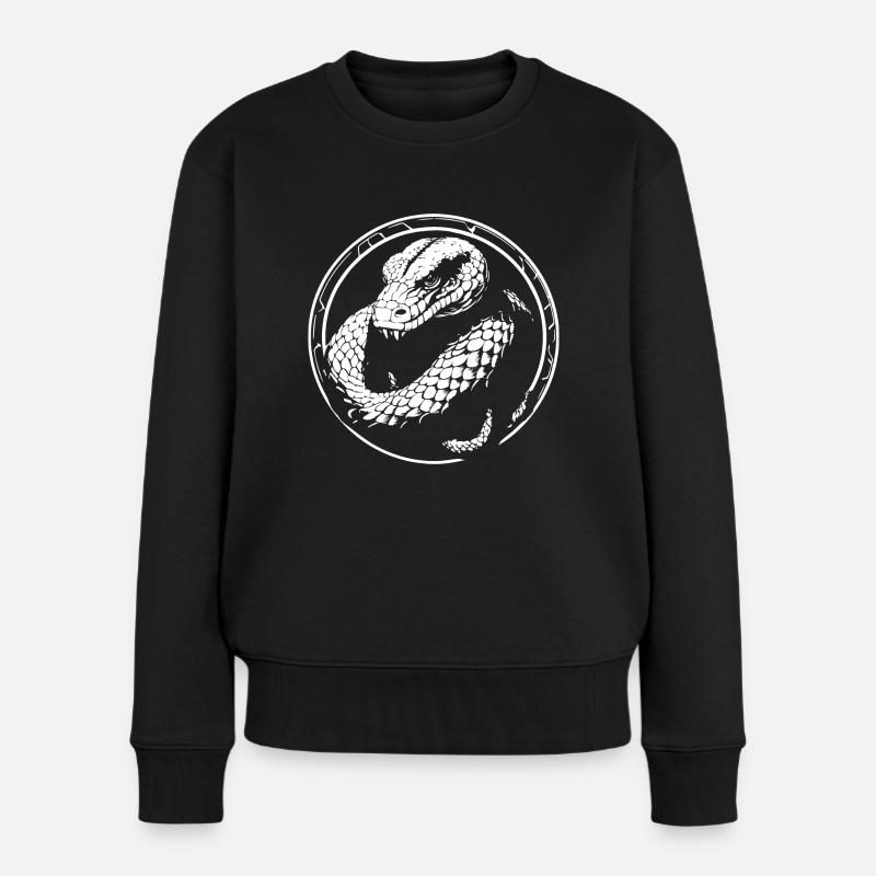 Schlange - Frauen Premium Bio Pullover - Schwarz