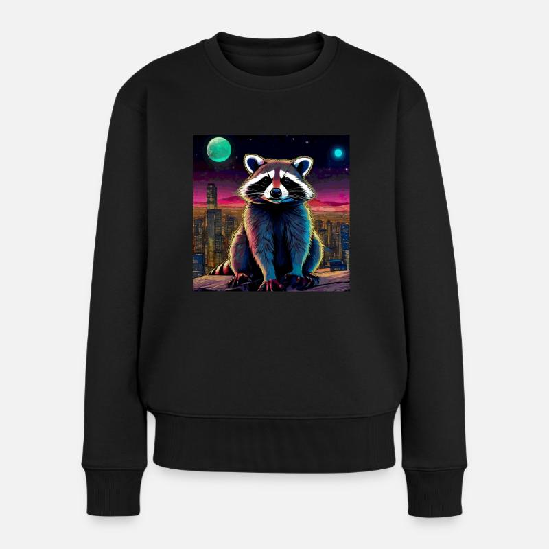 waschbär,graffiti,grau, Aquarell,urban - Frauen Premium Bio Pullover - Schwarz