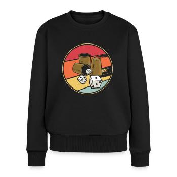 Schocken heißt das Spiel Schock Aus Würfeln - Frauen Premium Bio Pullover - Schwarz - Vorne - Julia (174cm)