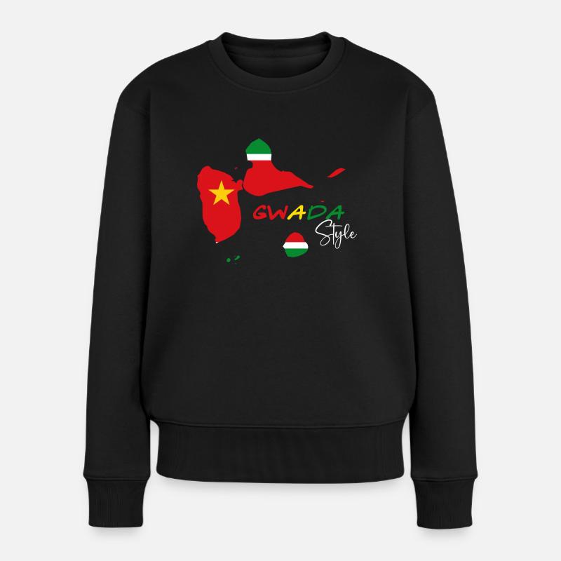 Carte De La Guadeloupe et Drapeau Gwada Style - Pull Premium bio Femme - noir
