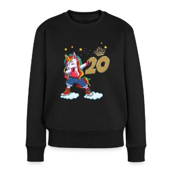 Licorne anniversaire 20 ans Cadeau Humour Femme - Pull Premium bio Femme - noir - Devant - Julia (174cm)
