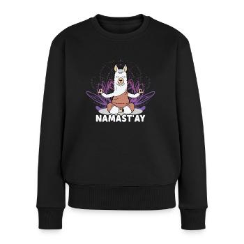 Lamaste - Lustiges Namaste Yoga Lama / Alpaka - Frauen Premium Bio Pullover - Schwarz - Vorne - Julia (174cm)