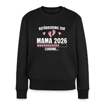 Beförderung zur Mama 2026 loading - Frauen Premium Bio Pullover - Schwarz - Vorne - Julia (174cm)