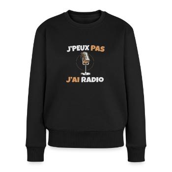 Idée cadeau radioamateur je peux pas j ai radio - Pull Premium bio Femme - noir - Devant - Julia (174cm)