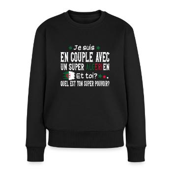 Algérie Couple Femme Algérien Cadeau Super Pouvoir - Pull Premium bio Femme - noir - Devant - Julia (174cm)