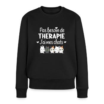 J'ai mes chats. Humour cadeau passion chat chaton - Pull Premium bio Femme - noir - Devant - Julia (174cm)