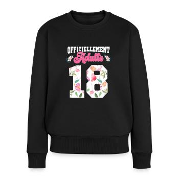 Anniversaire 18 Ans Fille Officiellement Adulte - Pull Premium bio Femme - noir - Devant - Julia (174cm)