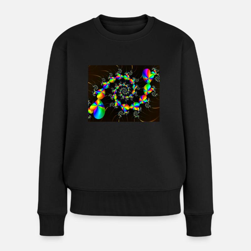 SPIRAL RAINBOW HEARTS - Frauen Premium Bio Pullover - Schwarz
