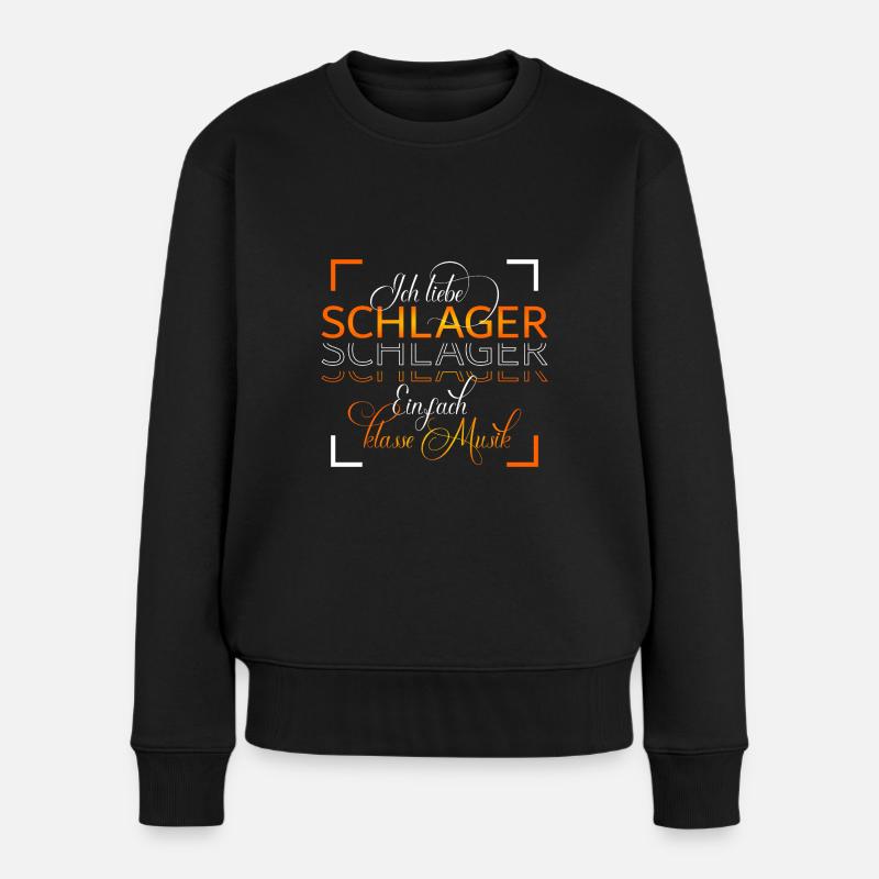 Ich liebe Schlager - Frauen Premium Bio Pullover - Schwarz