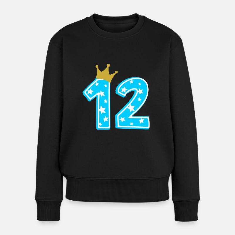 12 Krone 12. Geburtstag 12 Jahre - Frauen Premium Bio Pullover - Schwarz
