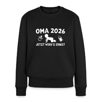 Oma 2026 Schwangerschaft verkünden Großmutter - Frauen Premium Bio Pullover - Schwarz - Vorne - Julia (174cm)