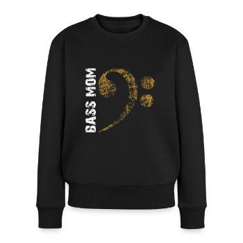 Bass Mom - Maman joue de la basse - Clé de fa - Pull Premium bio Femme - noir - Devant - Julia (174cm)
