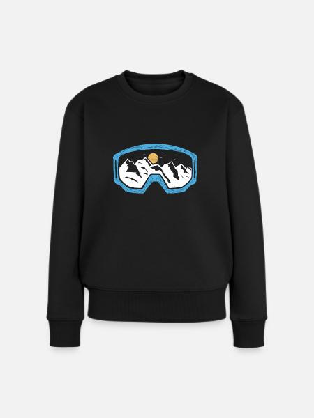 Skibrille Ski Skifahren Skiurlaub Geschenk Berge - Frauen Premium Bio Pullover - Schwarz