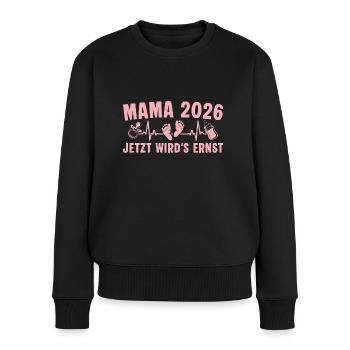 Mama 2026 Schwangerschaftsverkündung Mutter - Frauen Premium Bio Pullover - Schwarz - Vorne - Julia (174cm)