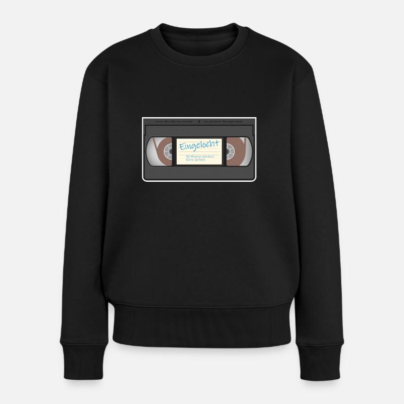 Video Kassette - Frauen Premium Bio Pullover - Schwarz