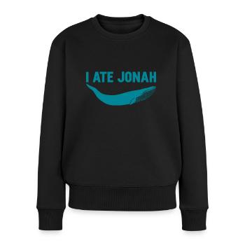 Ich habe Jonah gegessen - lustiger Wal Buch Jona - Frauen Premium Bio Pullover - Schwarz - Vorne - Julia (174cm)