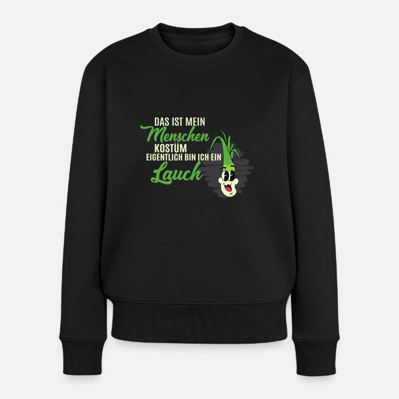 Das Ist Menschenkostüm Ich Bin Lauch Tier Vegan - Frauen Premium Bio Pullover - Schwarz