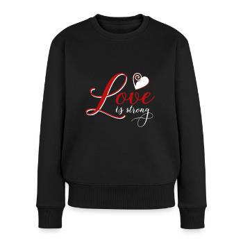 L’amour est fort - Pull Premium bio Femme - noir - Devant - Julia (174cm)
