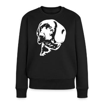 Bayerischer Gebirgsschweißhund Kopf "Black Edition - Frauen Premium Bio Pullover - Schwarz - Vorne - Julia (174cm)
