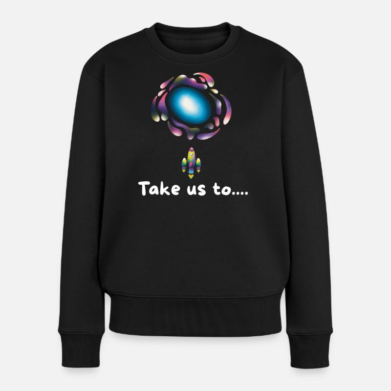 Neon Galaxy Rocket - Frauen Premium Bio Pullover - Schwarz
