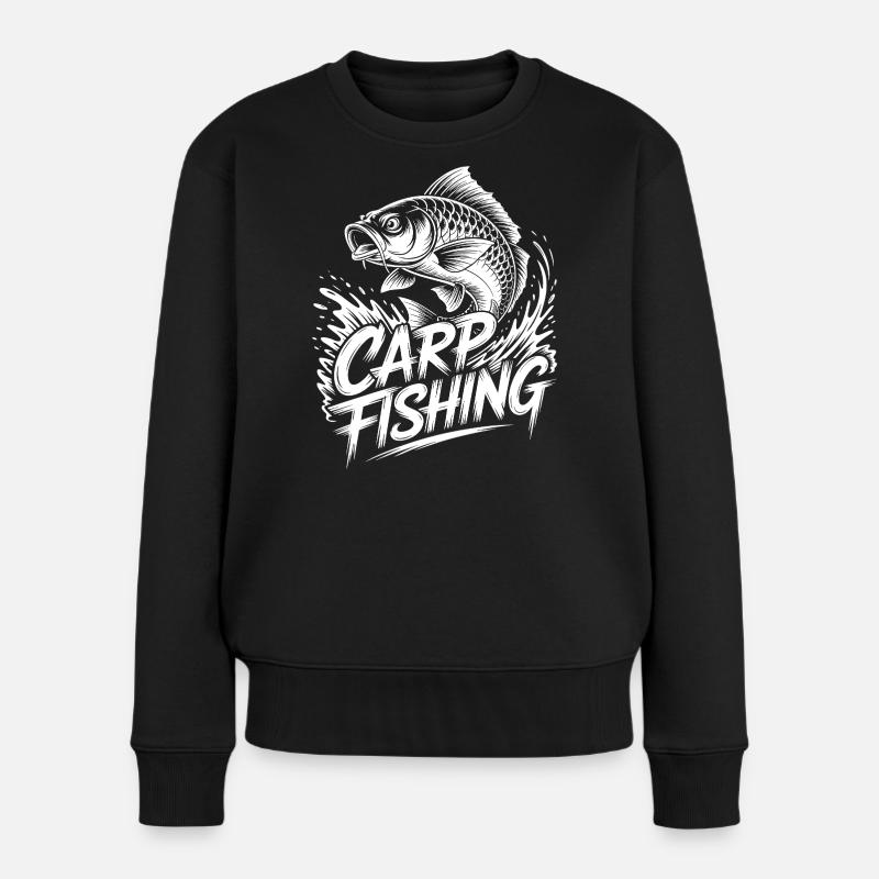 Karpfen Angeln - Frauen Premium Bio Pullover - Schwarz