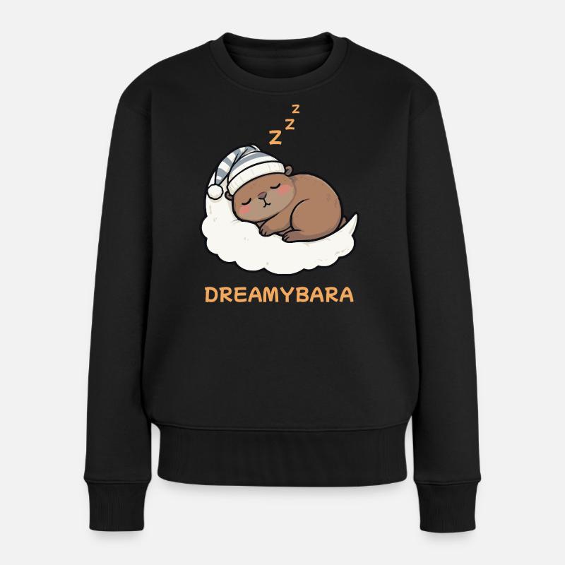 ​Capybara Dreamybara Black –Cute Sleep Night Shirt - Frauen Premium Bio Pullover - Schwarz