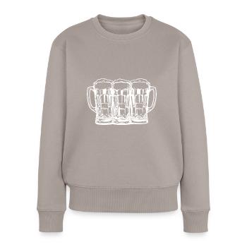 Bier Anstoßen Party - Frauen Premium Bio Pullover - Taupe - Vorne - Julia (174cm)