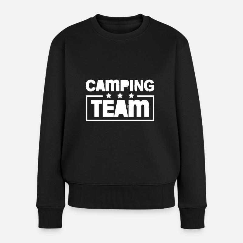 Camping Team Bunt - Frauen Premium Bio Pullover - Schwarz