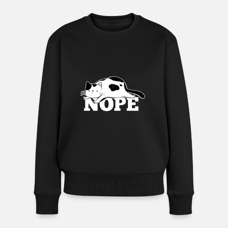 Katze Nope - Frauen Premium Bio Pullover - Schwarz