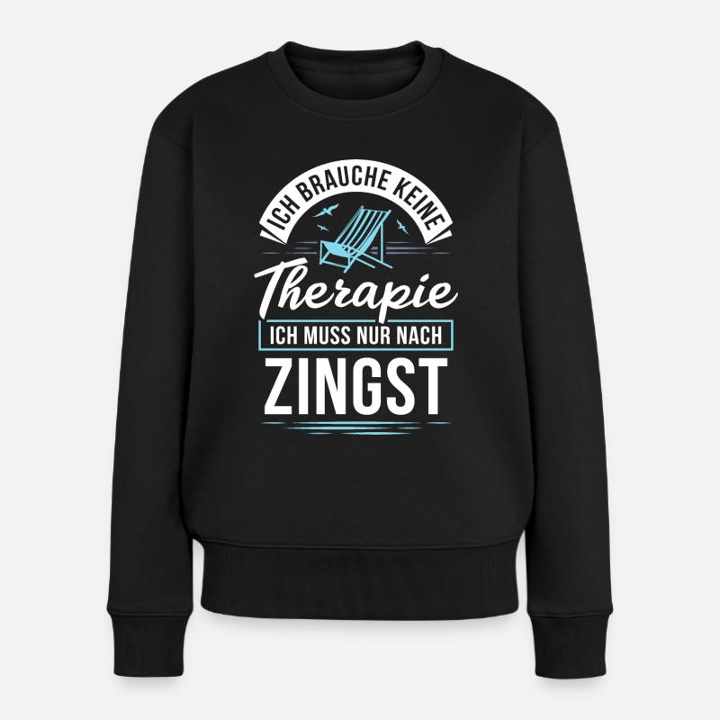 Therapie? Ich muss nur nach Zingst - Frauen Premium Bio Pullover - Schwarz