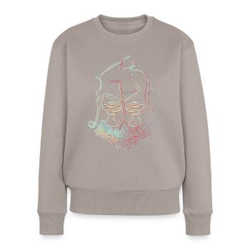 Illusion de champignon - Pull Premium bio Femme - taupe - Devant - Julia (174cm)