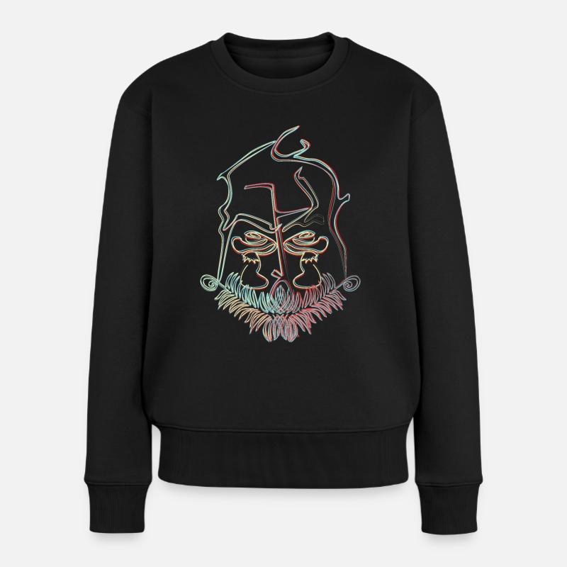 Pilz-Illusion - Frauen Premium Bio Pullover - Schwarz