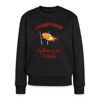 Enflammée par le rugby - rugby féminin - Pull Premium bio Femme - noir - Devant - Julia (174cm)