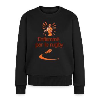 Enflammé par le rugby federale 1 cadeau - Pull Premium bio Femme - noir - Devant - Julia (174cm)