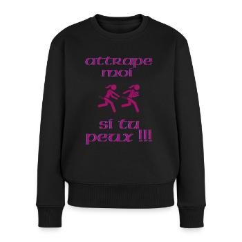 Attrape moi si tu peux rugby feminin cadeau - Pull Premium bio Femme - noir - Devant - Julia (174cm)