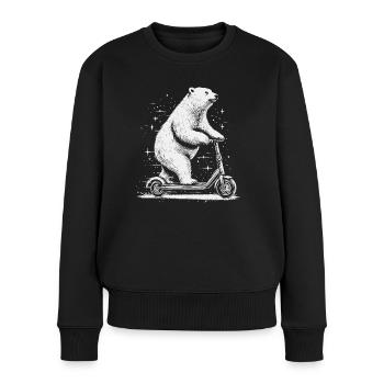 Drôle d’ours polaire sur une trottinette électrique - Pull Premium bio Femme - noir - Devant - Julia (174cm)