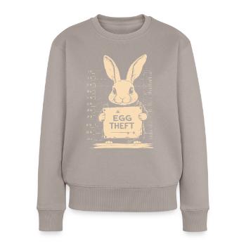 Hase Eierdieb Osterhase Mugshot Polizeifoto Ostern - Frauen Premium Bio Pullover - Taupe - Vorne - Julia (174cm)