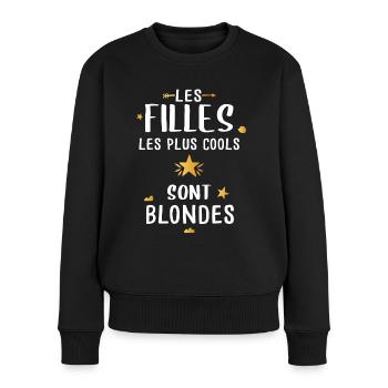 Fille cadeau drôle humour femme blonde blondasse - Pull Premium bio Femme - noir - Devant - Julia (174cm)