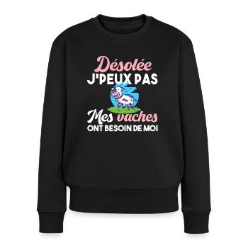 Vaches. Agriculture. Cadeau t-shirt humour animal - Pull Premium bio Femme - noir - Devant - Julia (174cm)