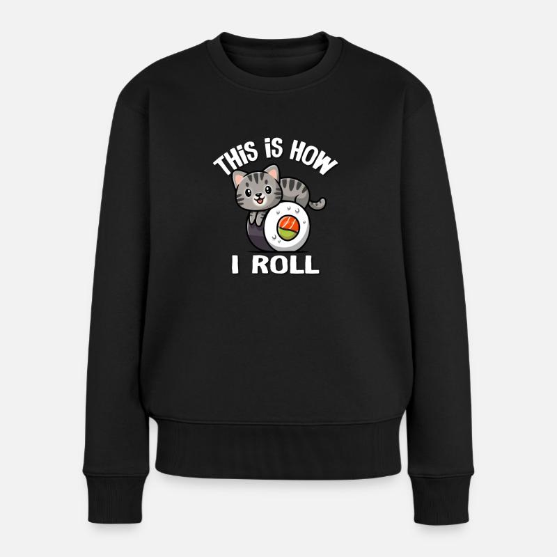 Chat tigré gris - Pull Premium bio Femme - noir