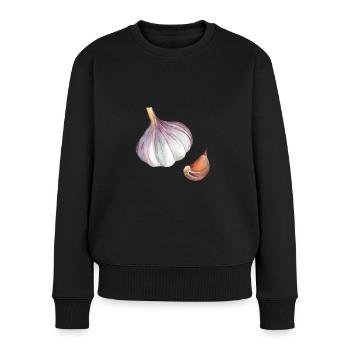 Knoblauch | Bestseller | - Frauen Premium Bio Pullover - Schwarz - Vorne - Julia (174cm)