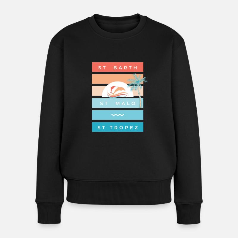 ST-BART , ST-MALO, ST-TROPEZ - Frauen Premium Bio Pullover - Schwarz