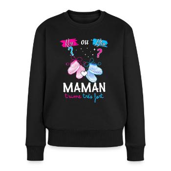 Maman t'aime tres fort futur maman d'amour - Pull Premium bio Femme - noir - Devant - Julia (174cm)