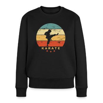 KARATE - Kind macht Karatekick - Retro Kampfsport - Frauen Premium Bio Pullover - Schwarz - Vorne - Julia (174cm)