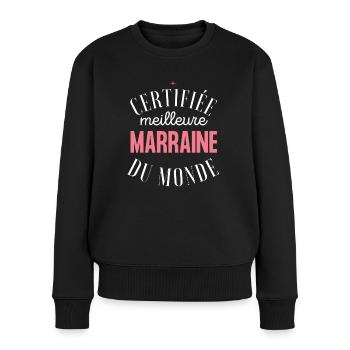 Certifiée meilleure marraine idée cadeau marraine - Pull Premium bio Femme - noir - Devant - Julia (174cm)